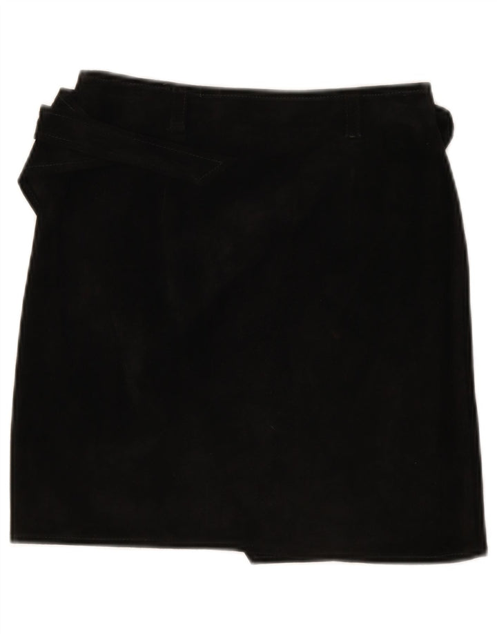 Luna Saia feminina de camurça IT 40 pequena W26 couro preto