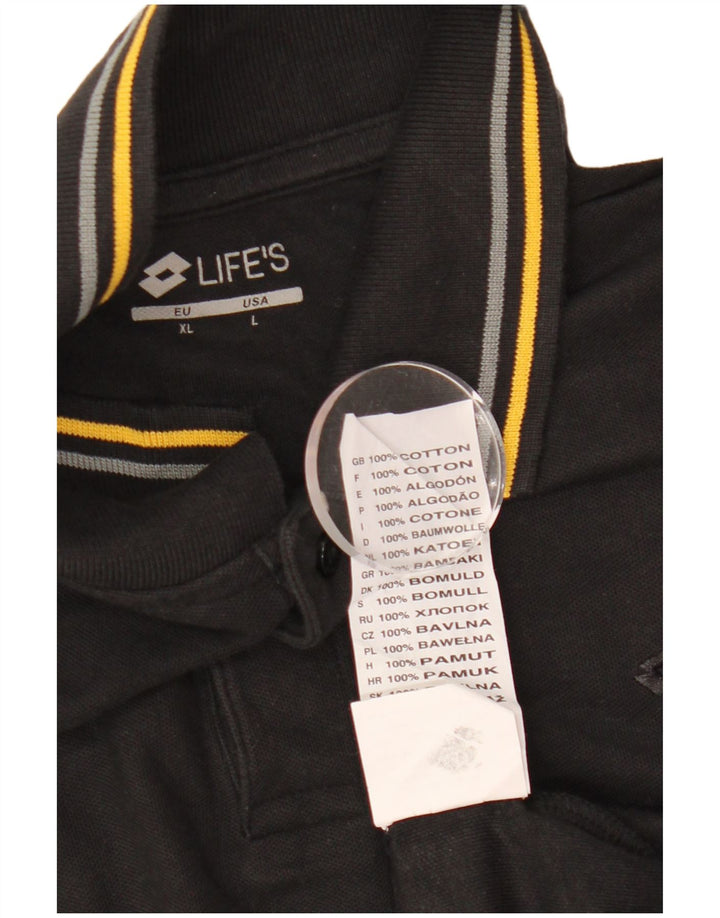 Camisa polo masculina de manga comprida Lotto grande preta