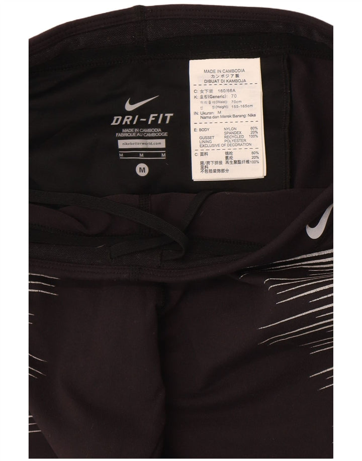 Leggings Nike Dri Fit UK 12 Médio Preto Listrado Nylon