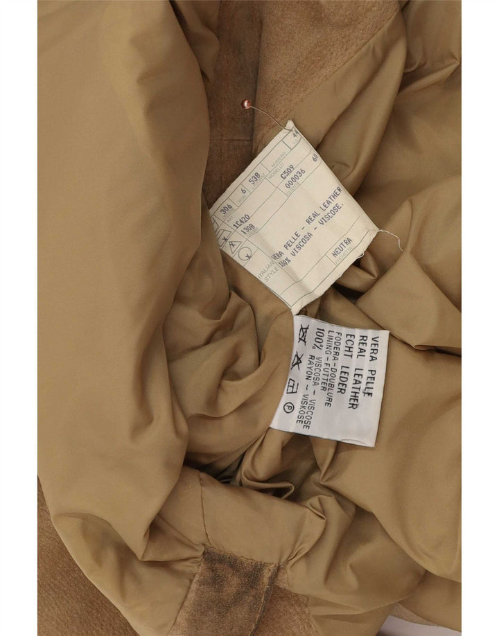 Jaqueta blazer feminina vintage de camurça com 3 botões IT 44 couro bege médio