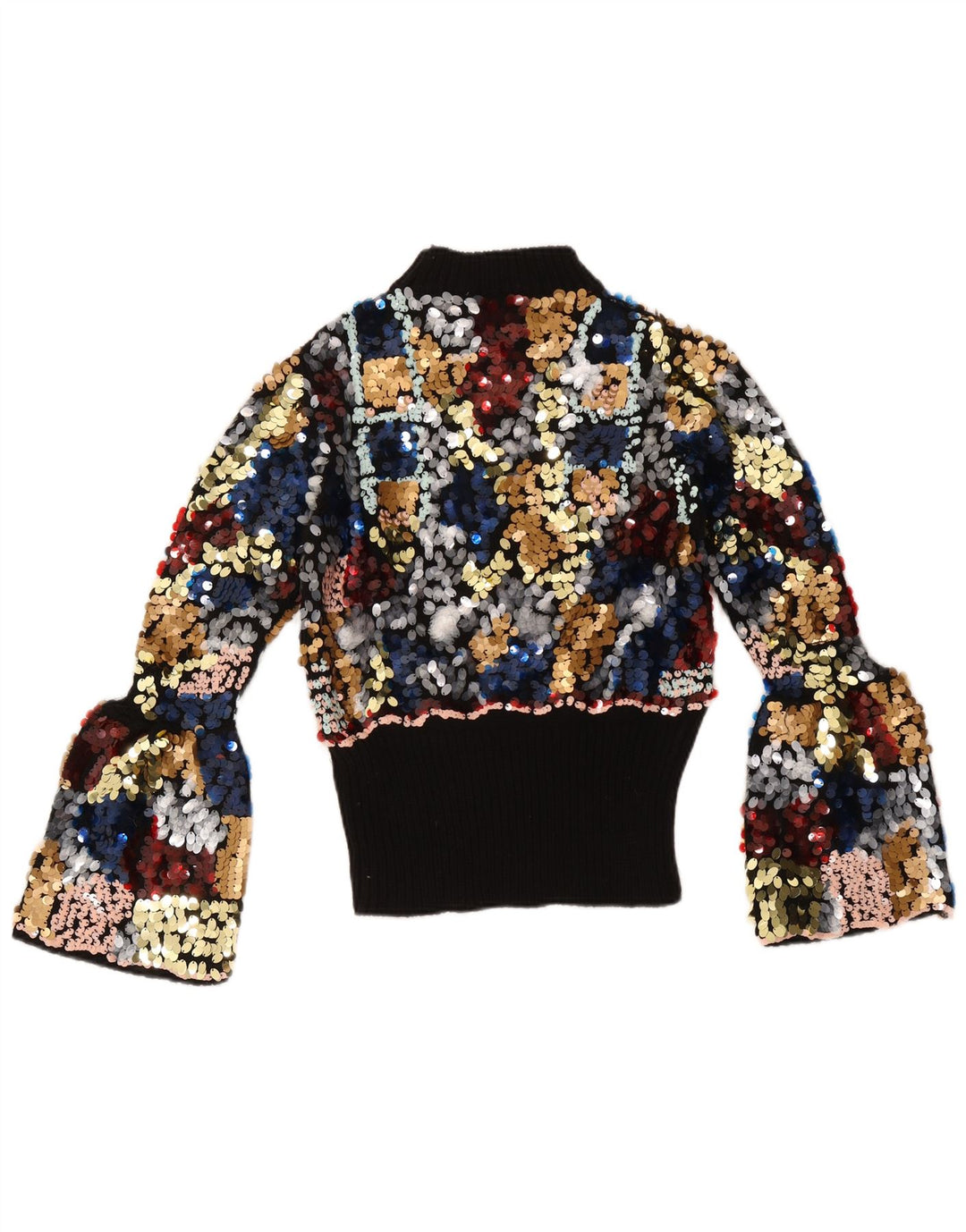 Suéter feminino Zara com gola tartaruga Reino Unido 12 médio multicolorido manchado