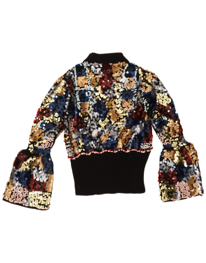 Suéter feminino Zara com gola tartaruga Reino Unido 12 médio multicolorido manchado