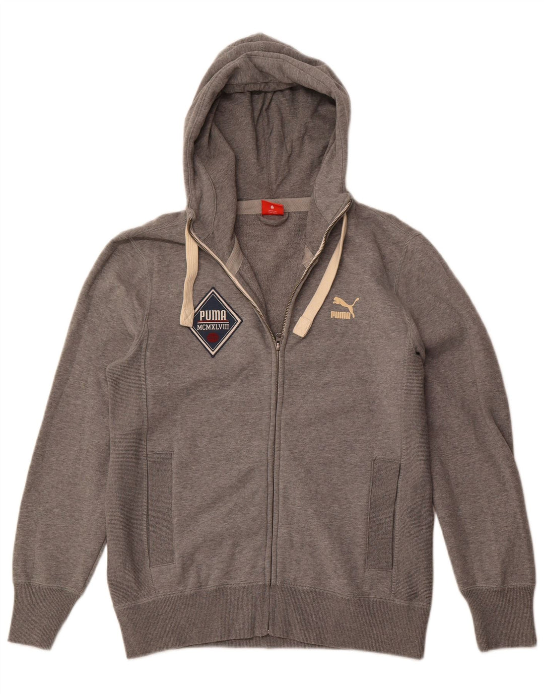 Suéter masculino PUMA com capuz e zíper médio cinza algodão