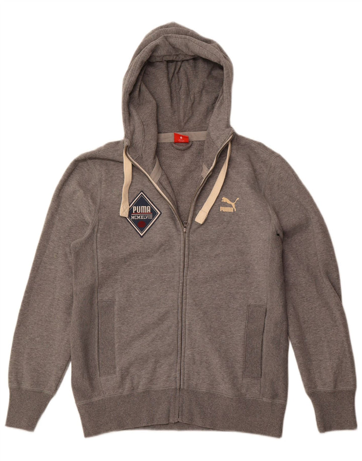 Suéter masculino PUMA com capuz e zíper médio cinza algodão