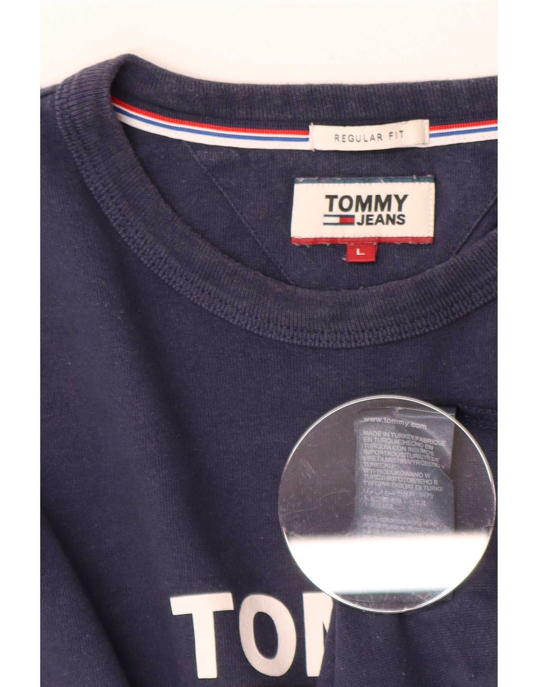 Tommy Hilfiger Mens Regular Fit Gráfico Top Manga Longa Grande Azul Marinho