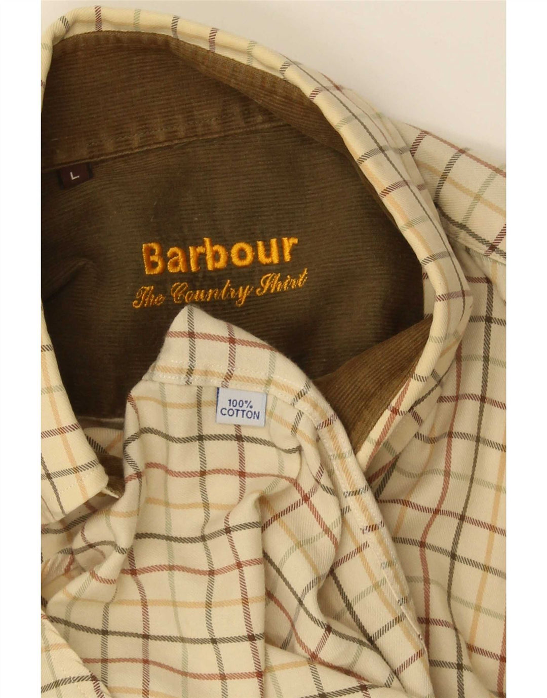 Camisa masculina de flanela Barbour grande algodão xadrez bege