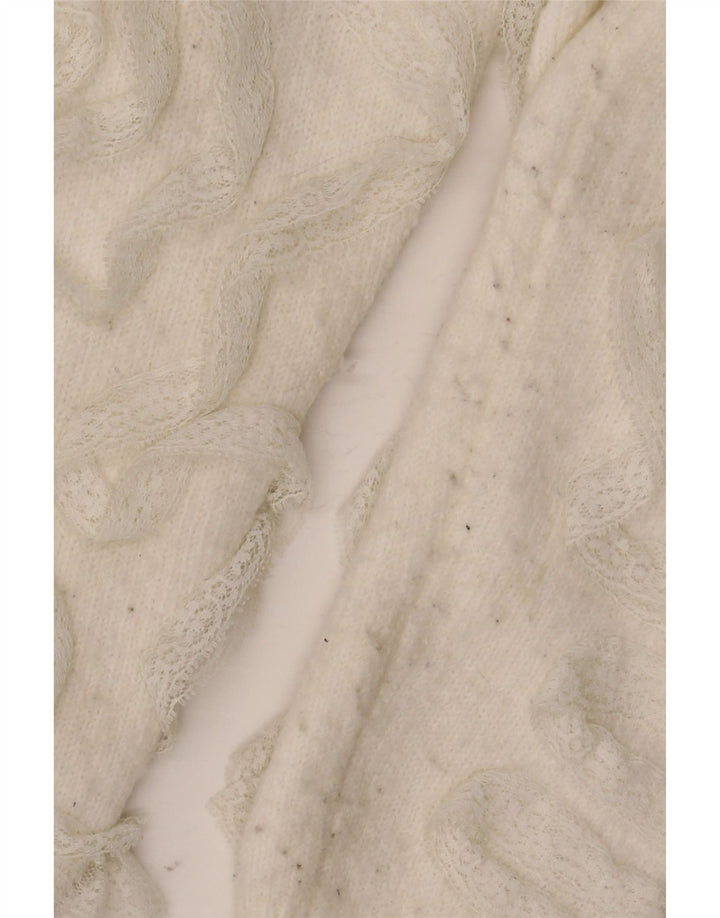 Zara Suéter feminino cropped com gola canoa Reino Unido 14 médio branco