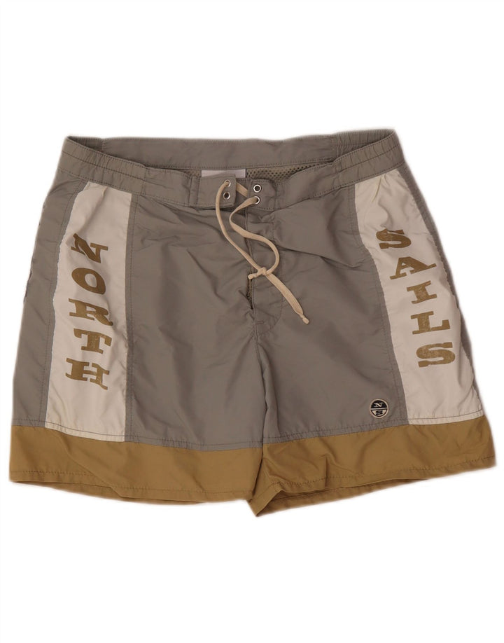 Shorts de natação masculino North Sails Graphic cinza médio colorblock poliamida