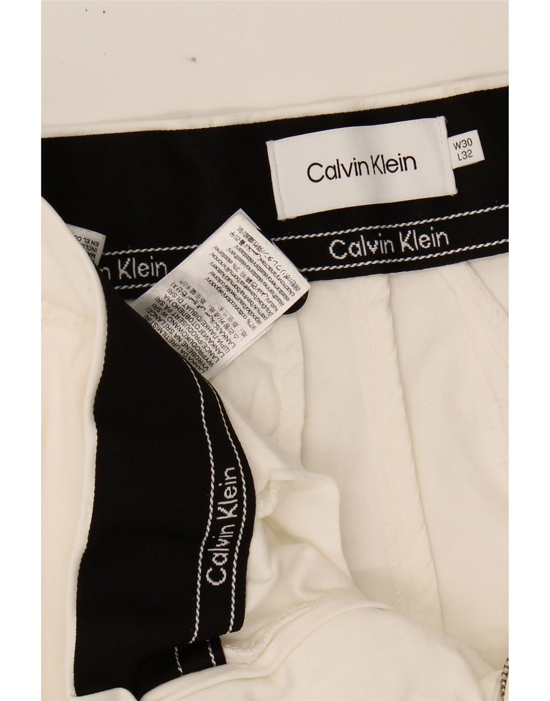 CALVIN KLEIN Mens Slim Chino Trousers W30 L32 White Cotton Vintage Calvin Klein and Second-Hand Calvin Klein from Messina Hembry 