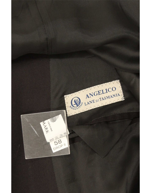 Jaqueta blazer masculina Angelico com peito duplo IT 58 4XL lã preta