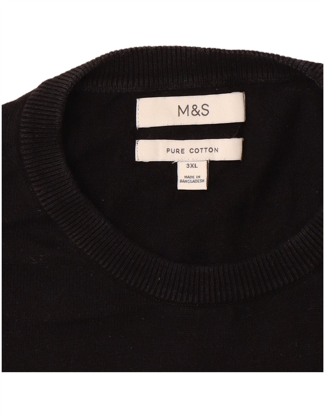 Suéter masculino Marks & Spencer com gola redonda 3XL algodão preto
