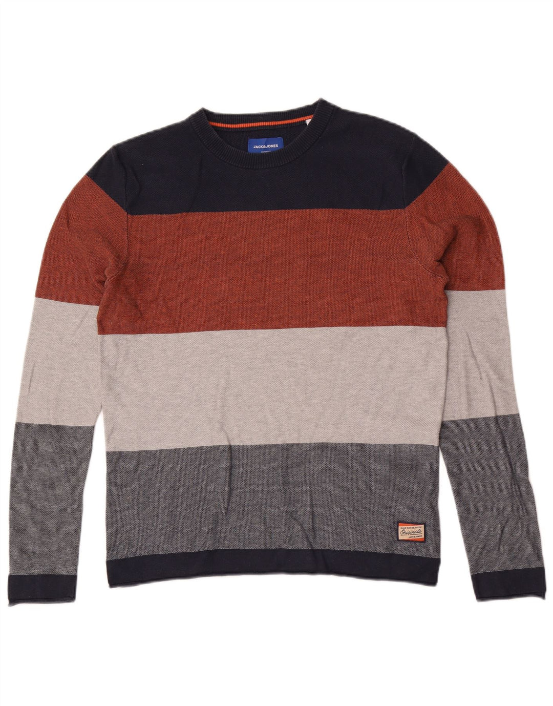 Jack & Jones Camiseta masculina de manga comprida média de algodão listrado multicolorido