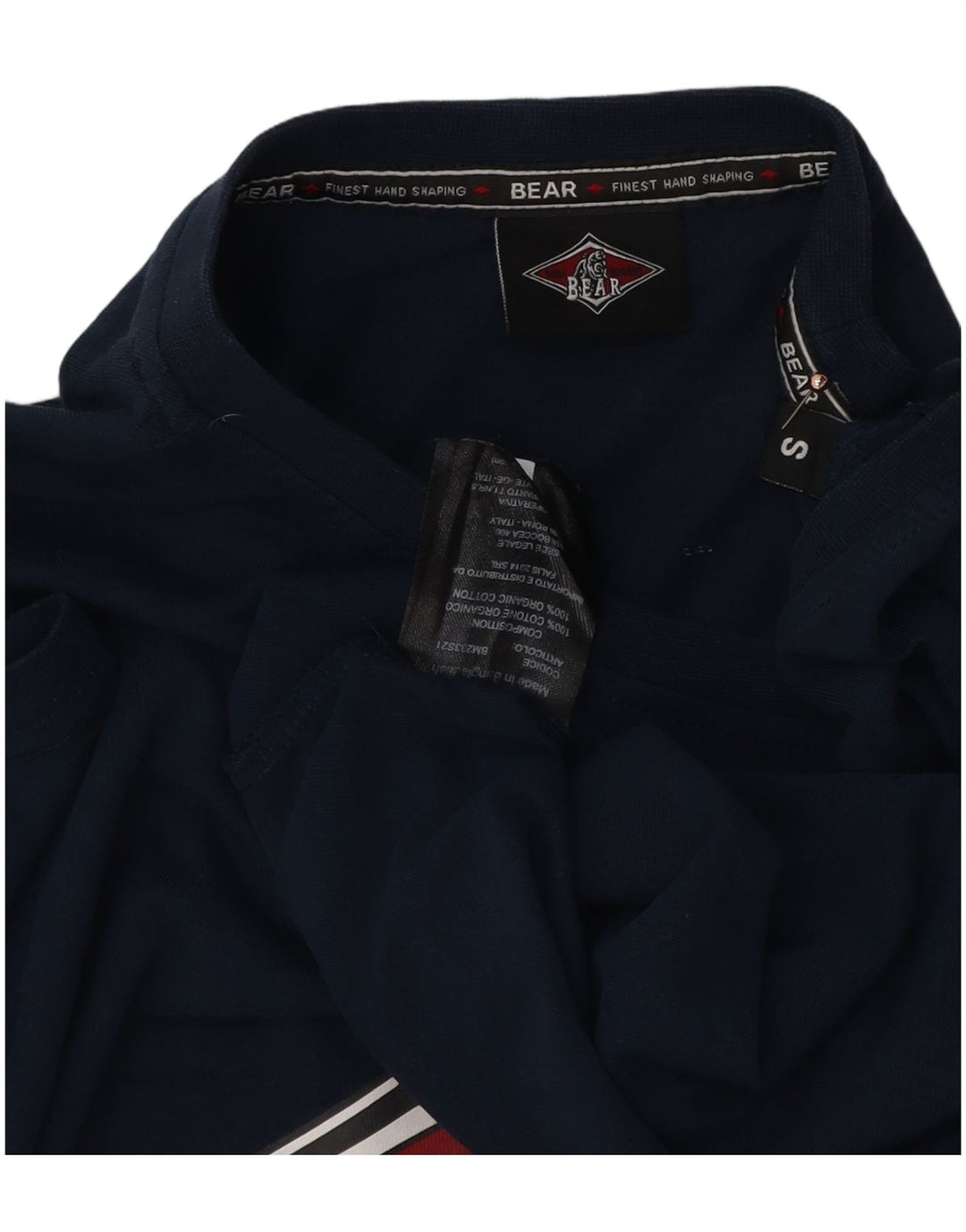 Camiseta masculina Bear com estampa gráfica pequena de algodão azul marinho