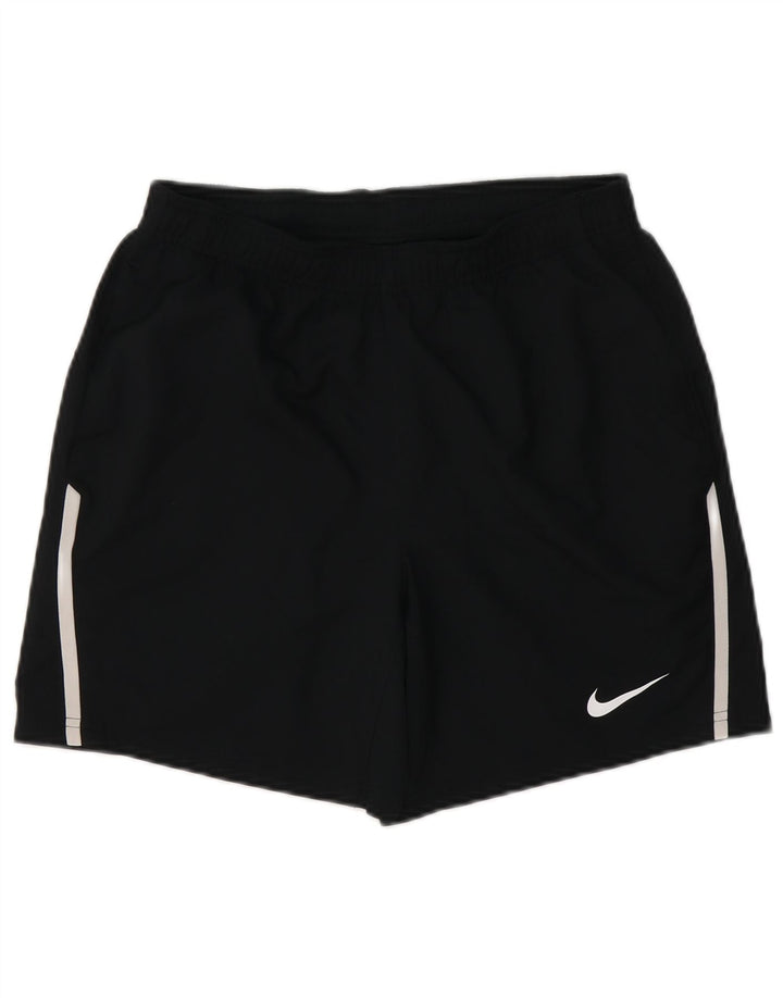 Shorts esportivos masculinos Nike Dri Fit pequenos pretos em poliéster colorblock