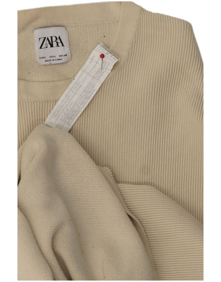 Camiseta masculina Zara Top grande algodão bege