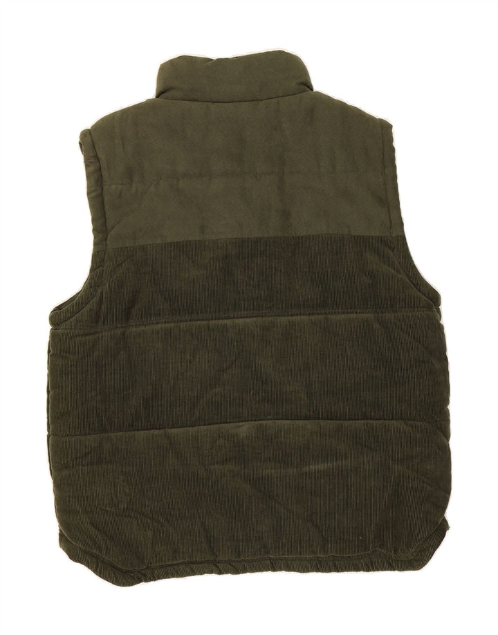 VINTAGE Mens Corduroy Padded Gilet UK 38 Medium Green Cotton Vintage Vintage and Second-Hand Vintage from Messina Hembry 