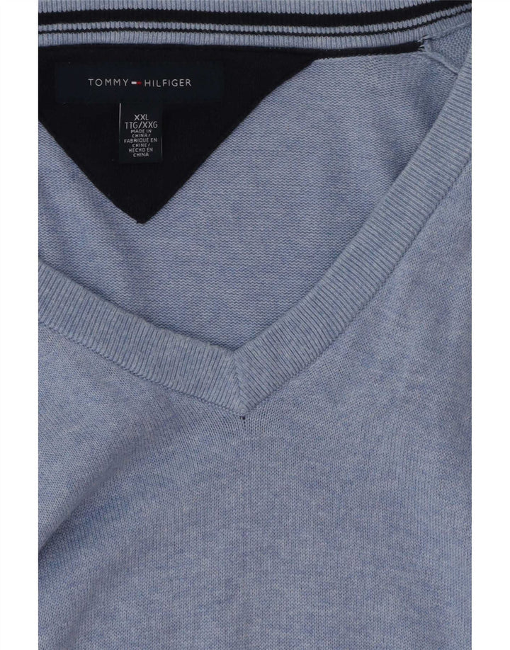 Suéter masculino Tommy Hilfiger com decote em V 2XL azul