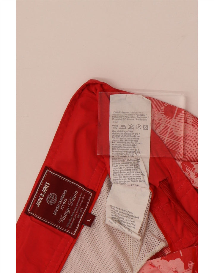 Shorts de natação masculino Jack & Jones grande poliéster floral vermelho