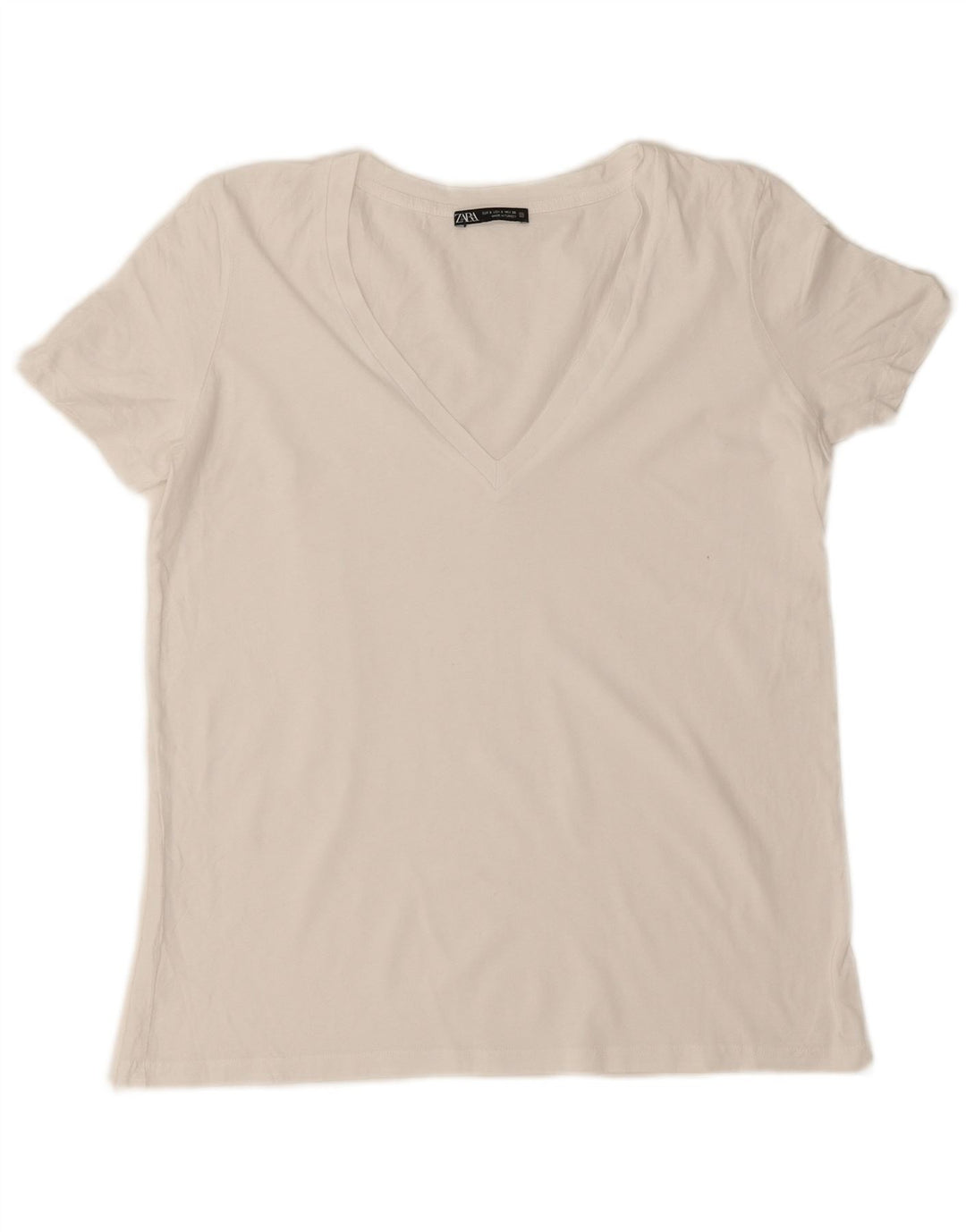 Camiseta feminina Zara Top UK 10 pequena branca