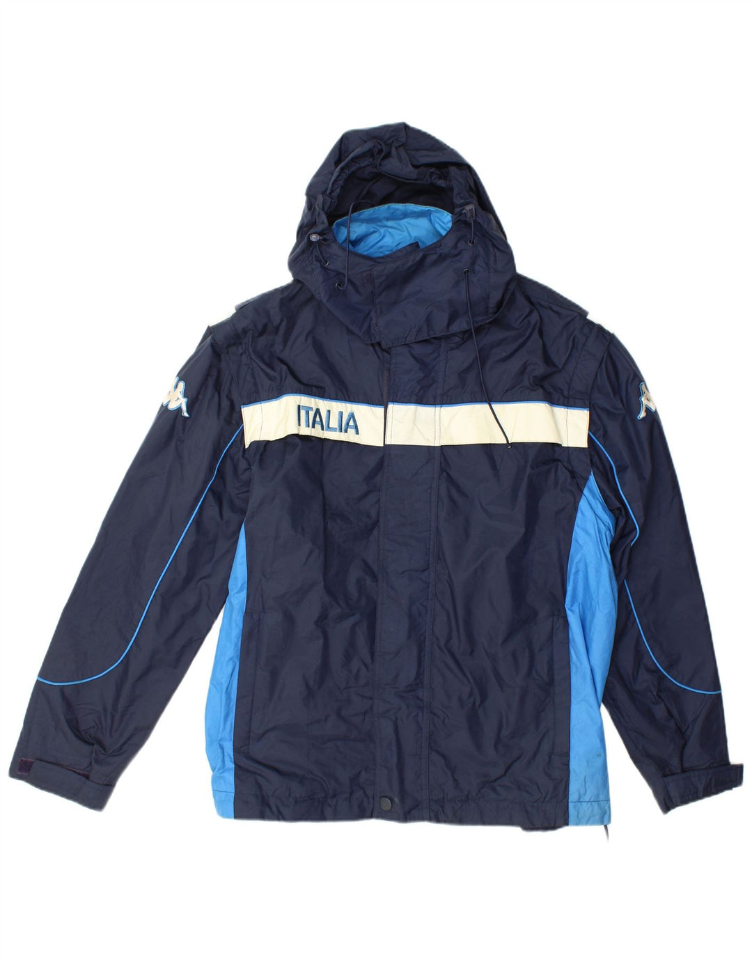 Jaqueta corta-vento masculina Kappa UK 40 grande bloco colorido azul marinho