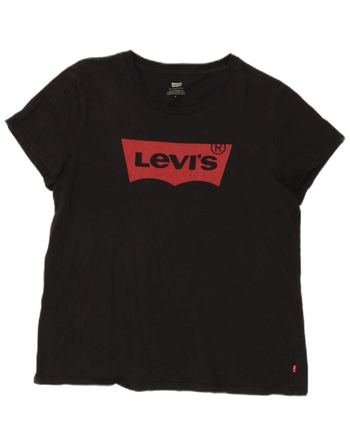 Camiseta feminina estampada oversized Levi's UK 14 algodão preto médio