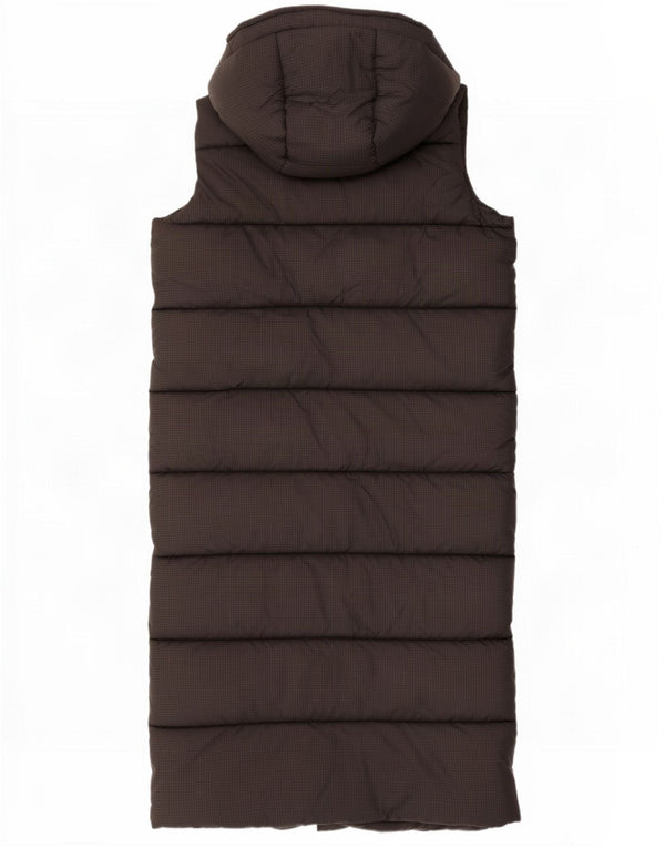 Colete acolchoado com capuz Superdry masculino Longline UK 14 médio preto xadrez nylon