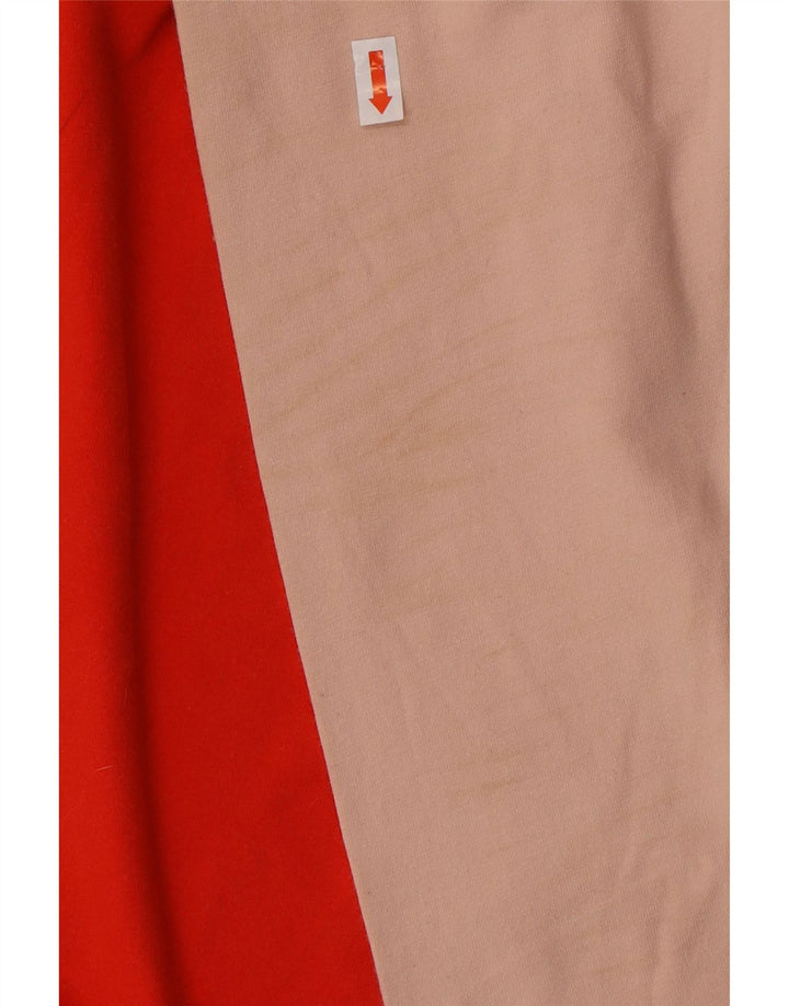 ADIDAS Mens Graphic Top Manga Longa Médio Vermelho Colourblock Algodão