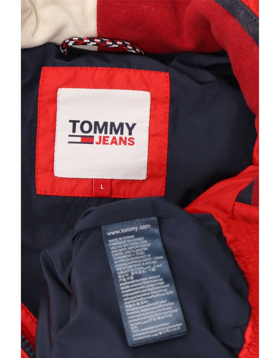 Jaqueta acolchoada masculina Tommy Hilfiger Reino Unido 40 grande poliéster vermelho