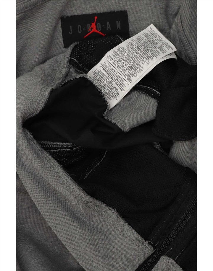 Suéter Jordan masculino com capuz e zíper cinza médio poliéster colorblock