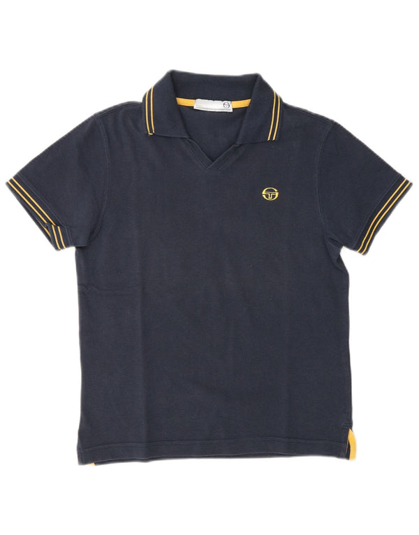 Camisa polo feminina Sergio Tacchini Reino Unido 12 algodão azul marinho médio