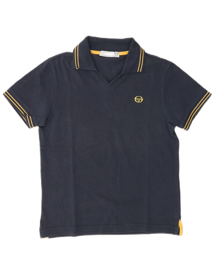Camisa polo feminina Sergio Tacchini Reino Unido 12 algodão azul marinho médio