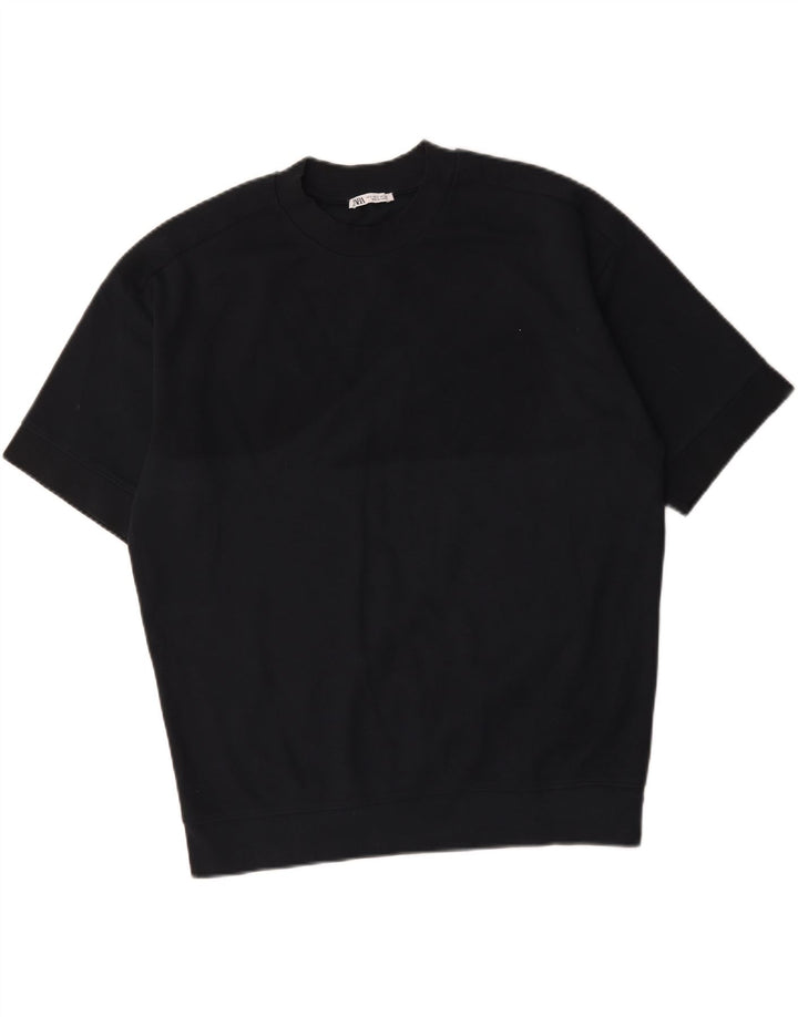 Camiseta masculina Zara Top grande azul marinho