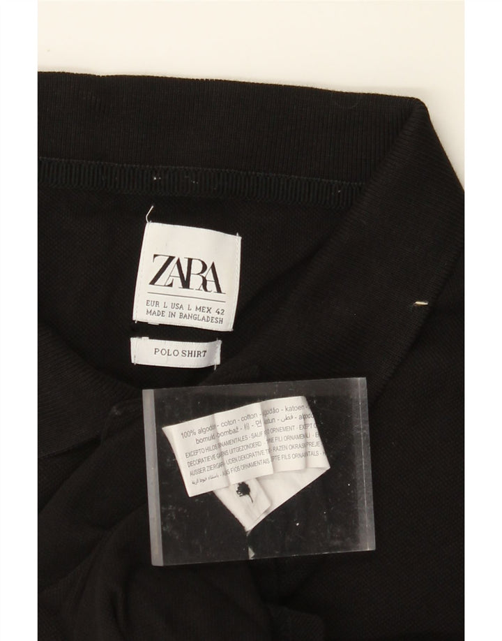 Camisa polo masculina ZARA grande algodão preto