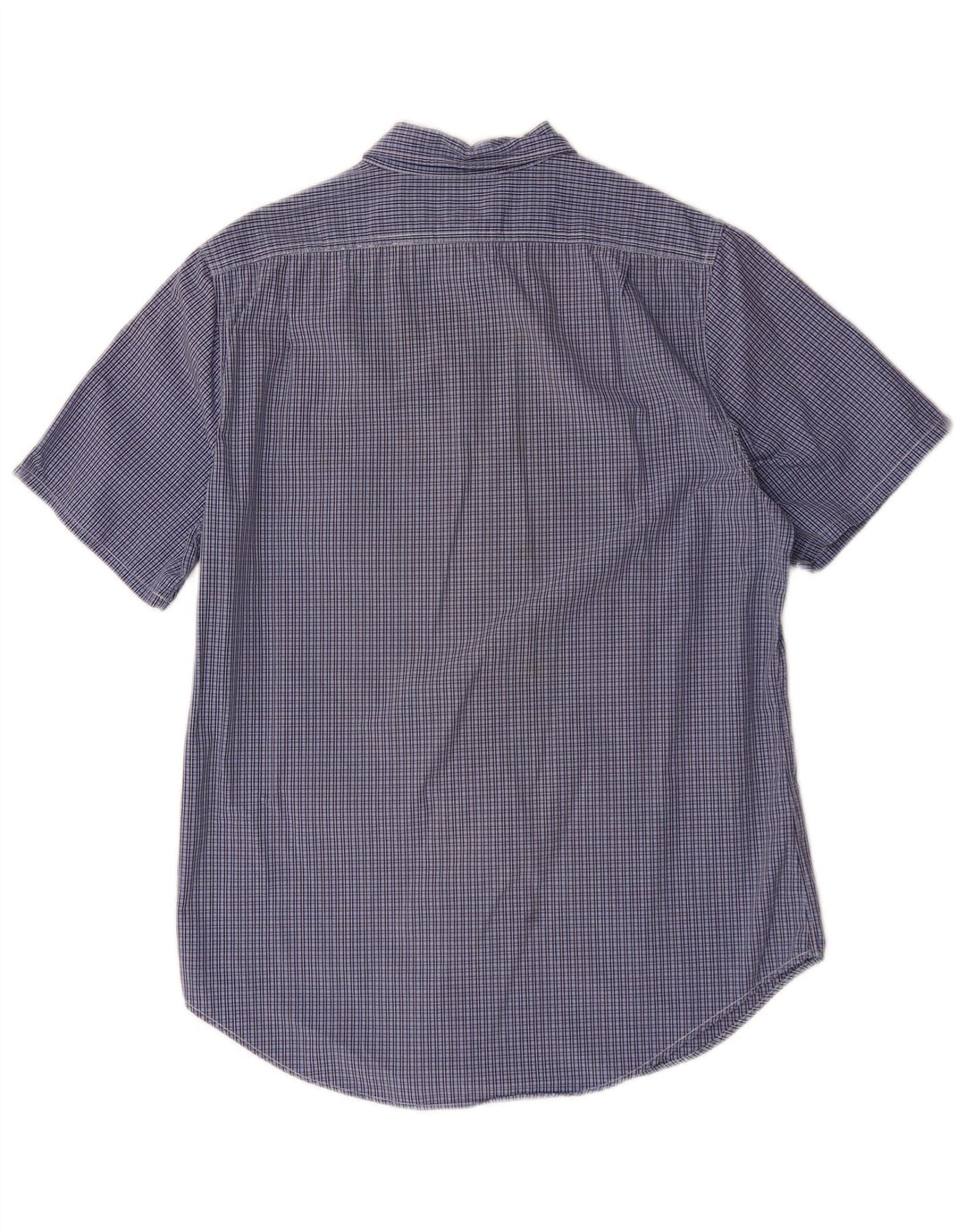 Camisa masculina de manga curta Ralph Lauren algodão xadrez azul médio