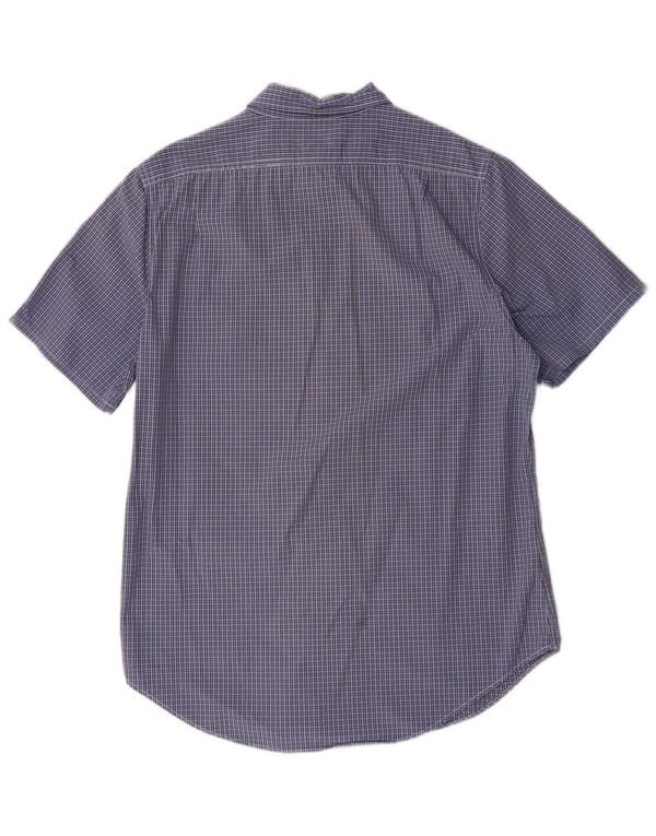 Camisa masculina de manga curta Ralph Lauren algodão xadrez azul médio