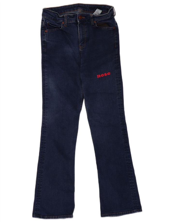 Jeans Marks & Spencer feminino rosa bootcut Reino Unido 12 médio W32 L29 algodão azul
