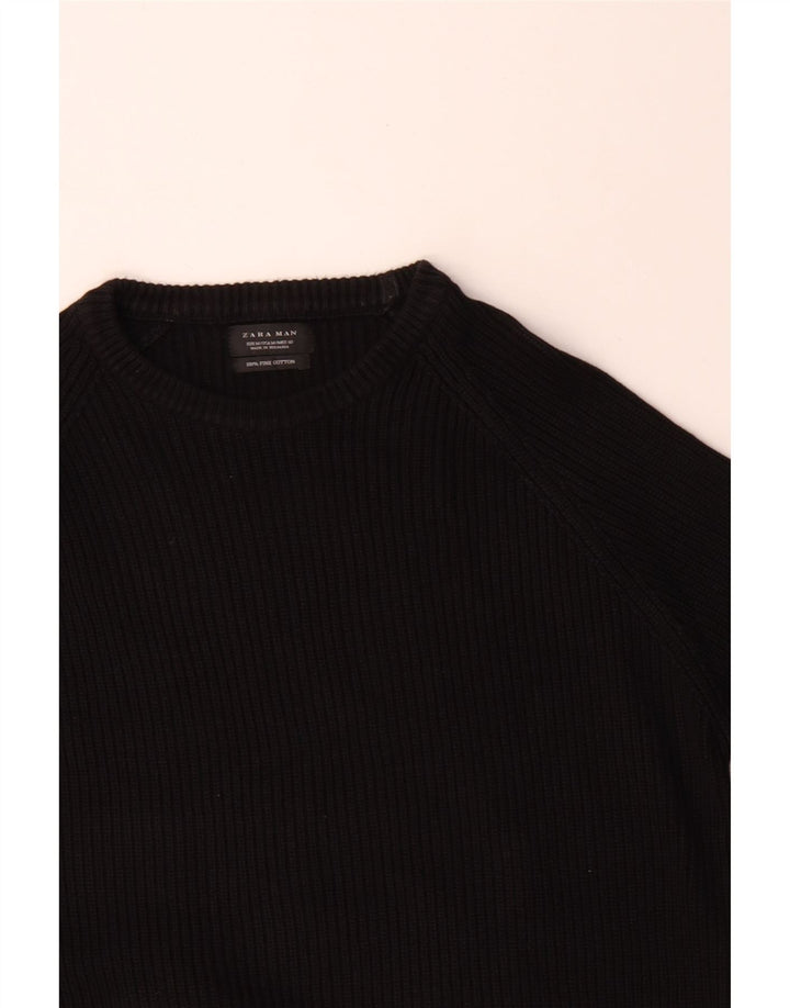 Zara Suéter masculino com gola canoa médio algodão preto