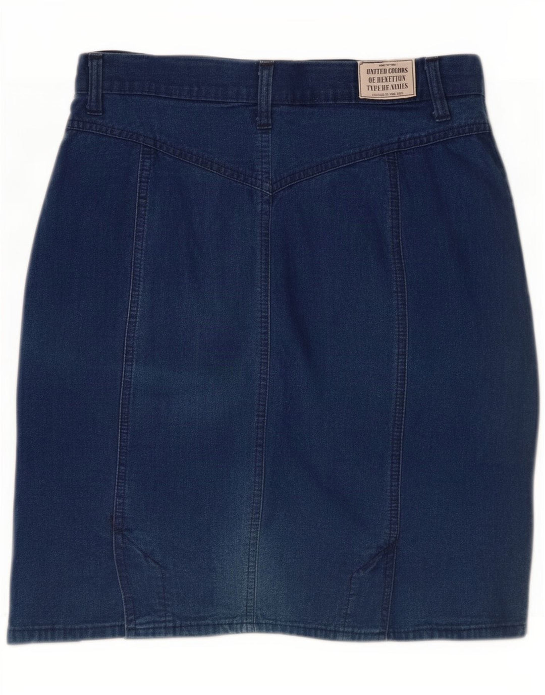 Saia jeans feminina Benetton IT 44 médio W28 algodão azul