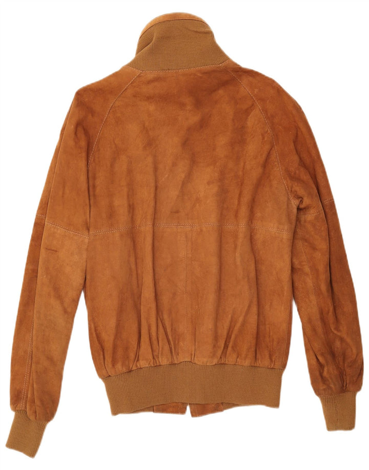 Jaqueta bomber masculina VINTAGE de camurça IT 50 grande couro bege