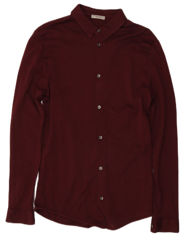 Camisa masculina Bottega Veneta IT 48 risca de giz média Borgonha