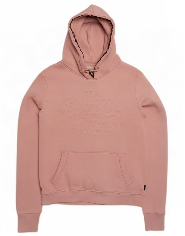 Suéter com capuz gráfico feminino Superdry UK 12 algodão rosa médio