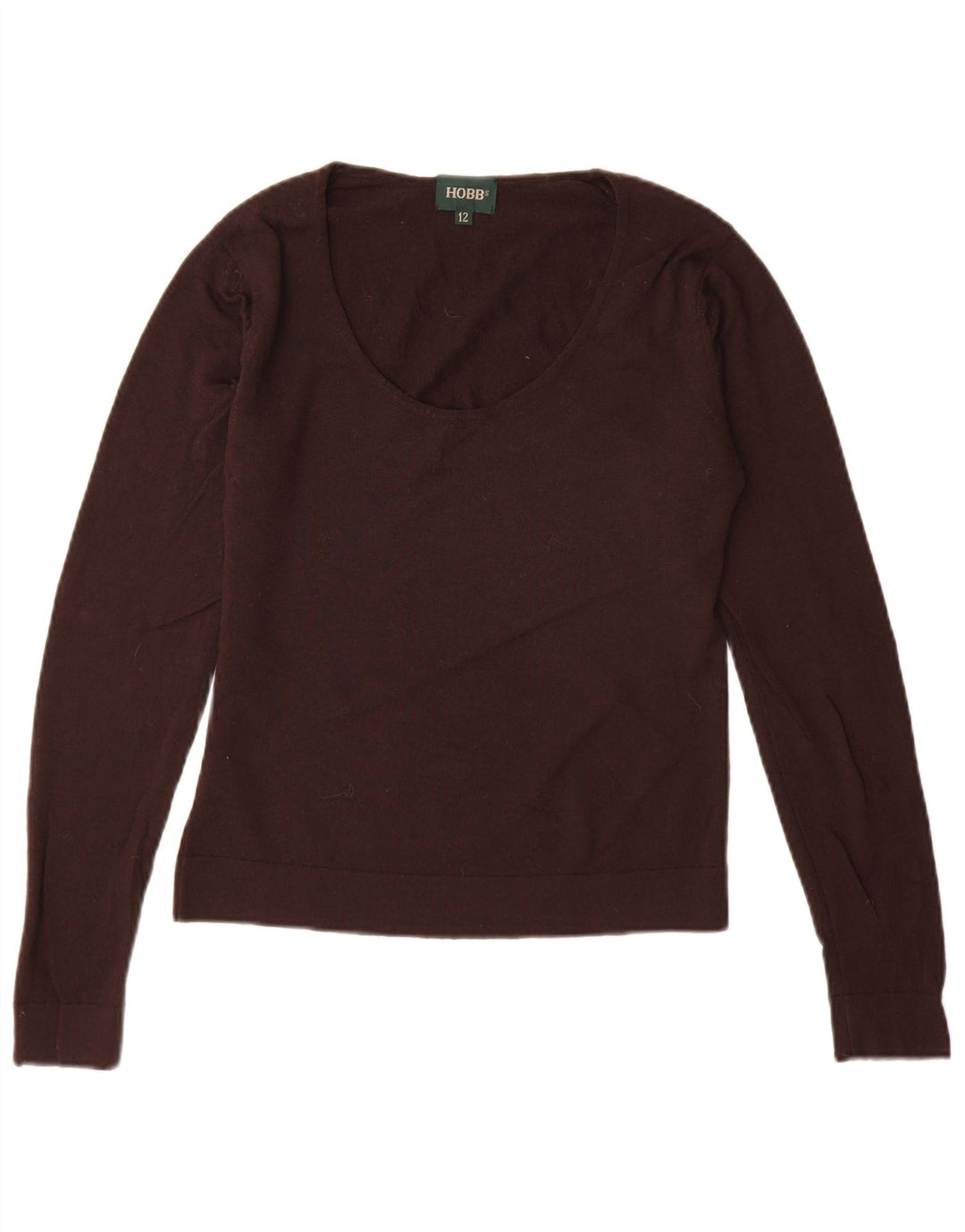 Suéter feminino HOBBS com gola canoa Reino Unido 12 lã nova marrom médio