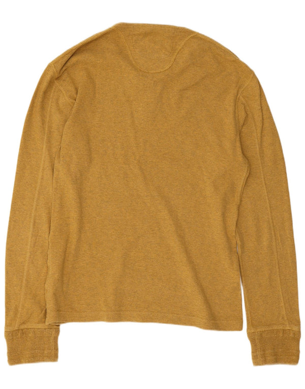 Superdry Mens Top Manga Longa Grande Algodão Amarelo