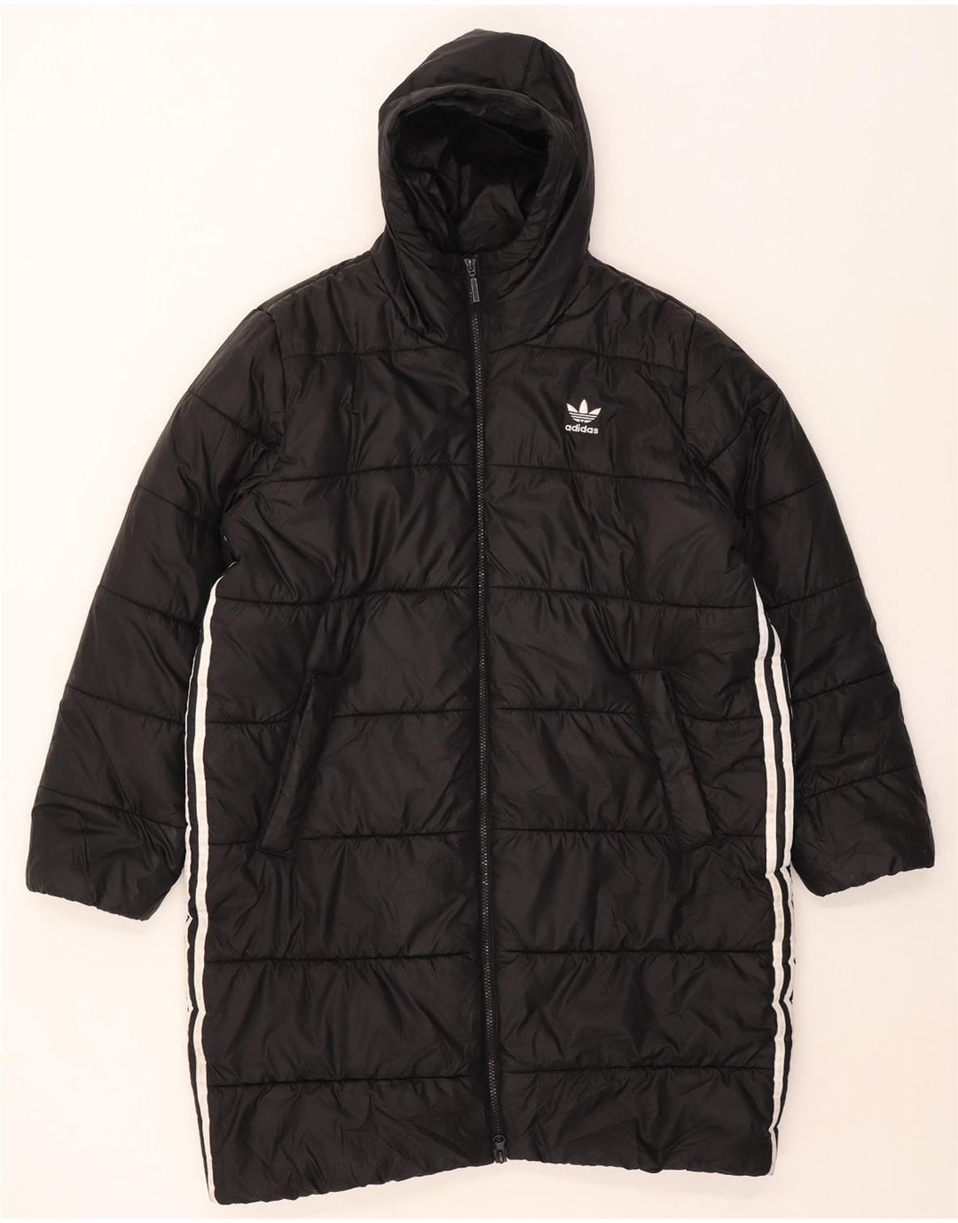 Casaco acolchoado com capuz feminino Adidas Reino Unido 16/18 grande poliéster preto