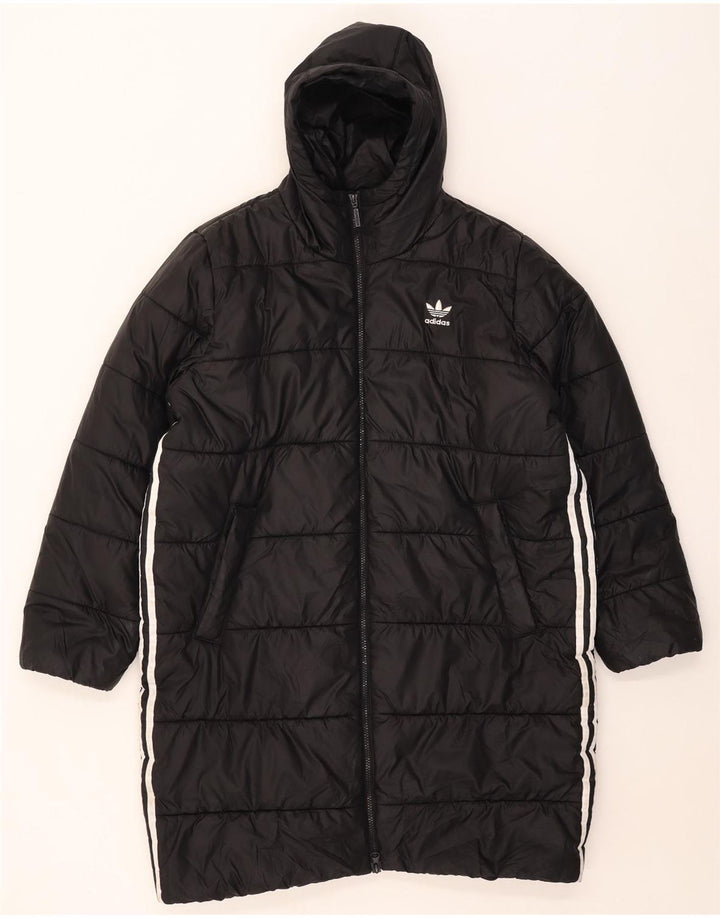 Casaco acolchoado com capuz feminino Adidas Reino Unido 16/18 grande poliéster preto