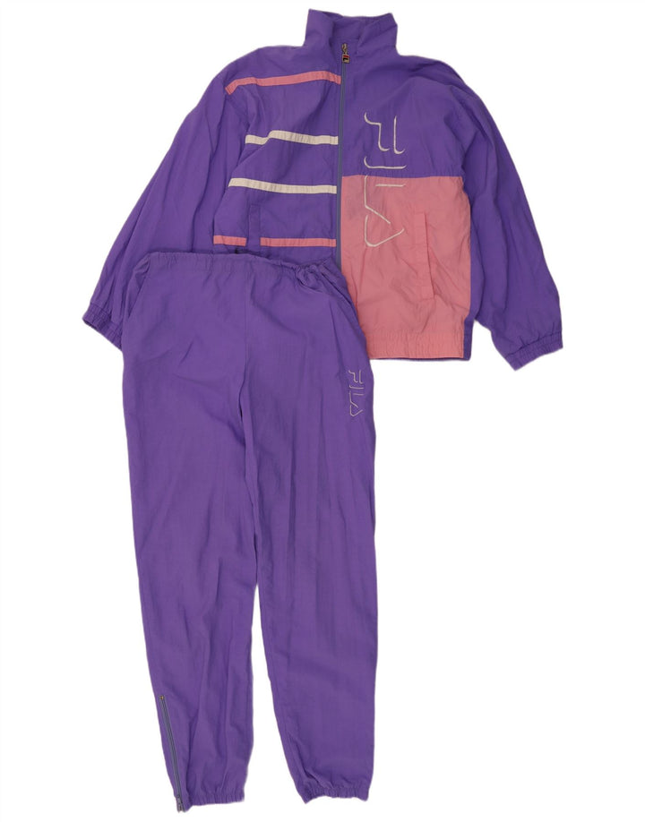 Fila Womens Graphic Full Tracksuit IT 42 Medium Purple Colourblock