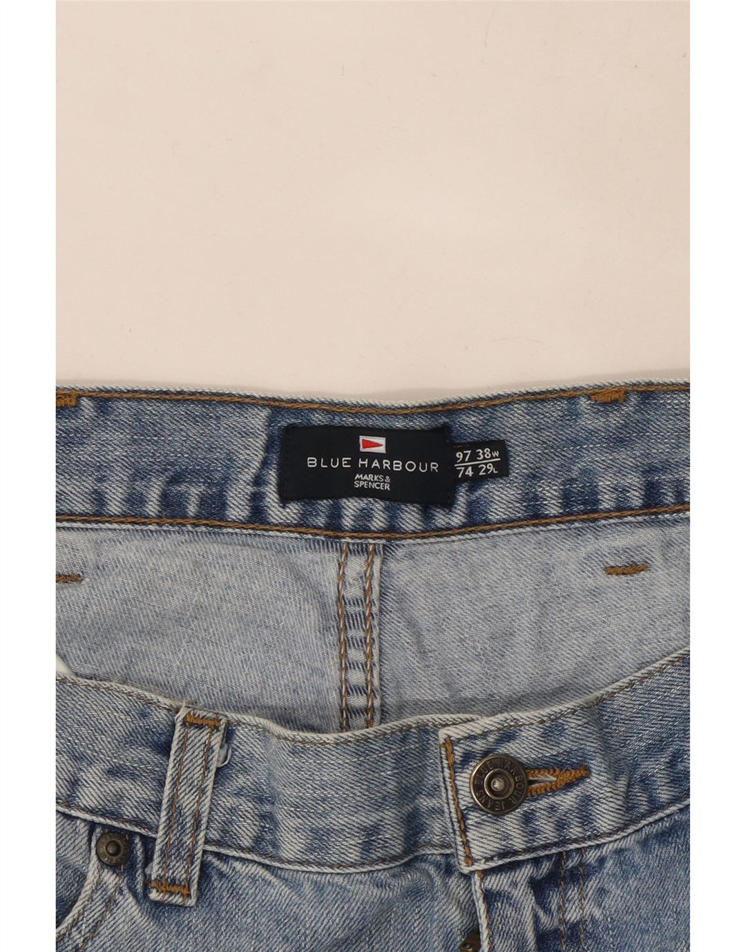 Jeans retos masculinos Marks & Spencer W38 L29 algodão azul