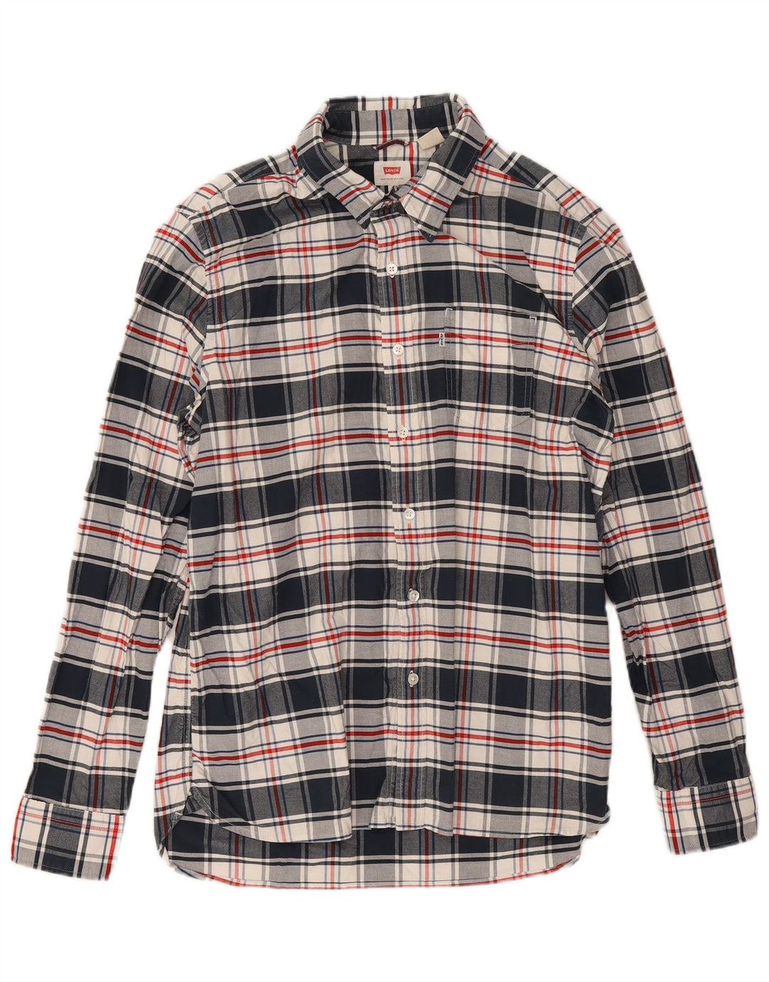 Camisa masculina Levi's grande xadrez azul marinho de algodão