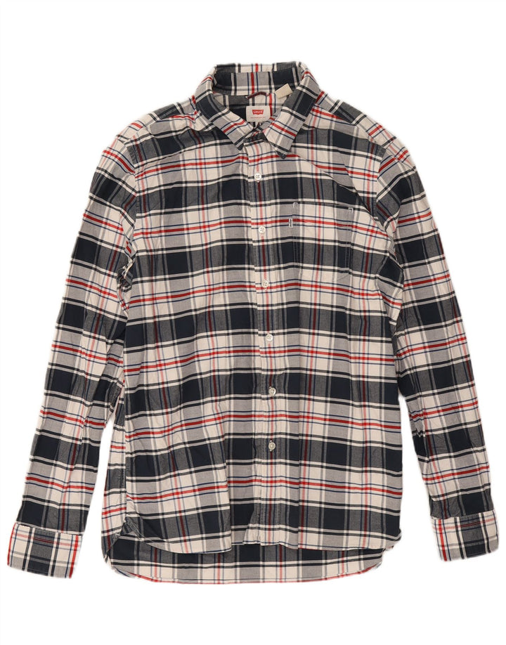 Camisa masculina Levi's grande xadrez azul marinho de algodão