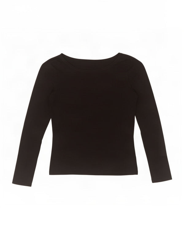 Zara Womens Crop Top Manga Longa Reino Unido 12 Médio Preto Rayon